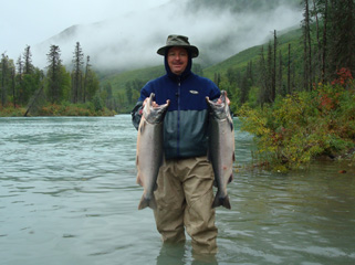 A man fishing on the Kenai River, Alaska
