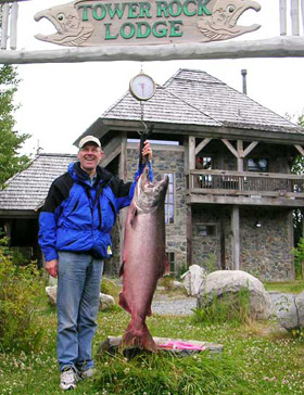 Weighing fish at an Alaska Fishing Lodge - Tower Rock Lodge